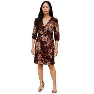 Eliza J Dress Women’s Size 8 Plum Dress with Pink and Off-white Florals.